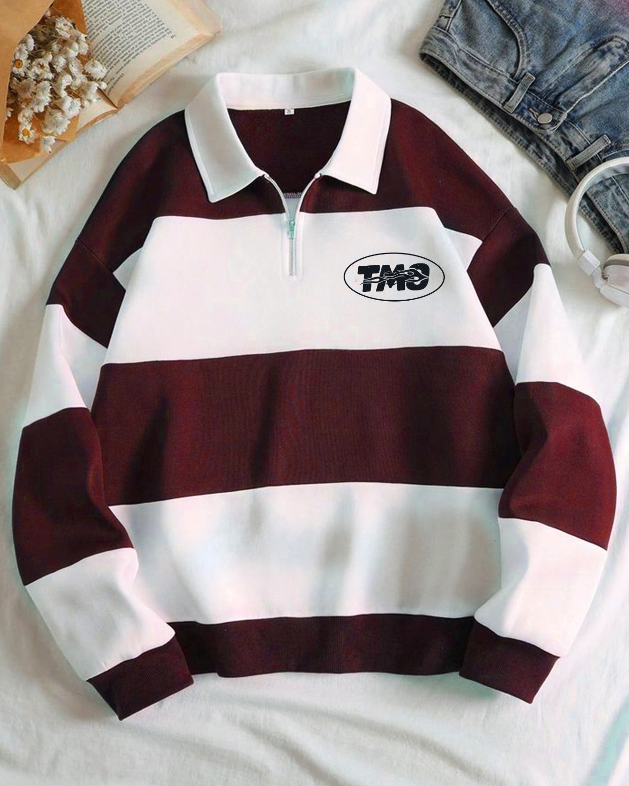 TMO Striped Rugby Polo Sweatshirt
